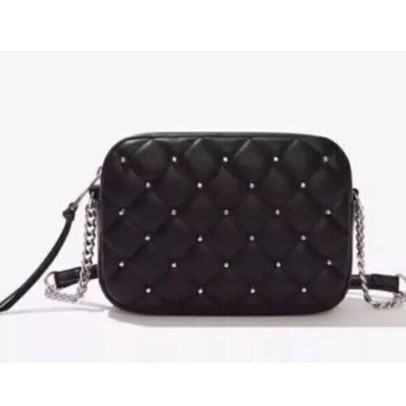 Rebecca Minkoff Black Quilted‎ Studded Crossbody Bag Purse ~ New With Tags - Picture 1 of 6